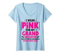 Mujer Me Pongo Rosa para la Conciencia del cáncer de Mama de mi Nieta Camiseta Cuello V