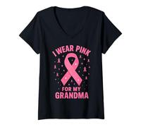 Mujer Me Pongo Rosa para la Conciencia del cáncer de mi Abuela Camiseta Cuello V