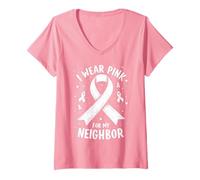 Mujer Me Pongo Rosa para la Conciencia del cáncer de mi Vecino Camiseta Cuello V