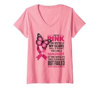 Mujer Me Pongo Rosa para mí Mis Cicatrices Pero falló el cáncer de Mama Camiseta Cuello V