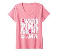 Mujer Me Pongo Rosa para mis niños de concienciación sobre el cáncer de Mama G-ma Camiseta Cuello V