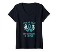 Mujer Me Pongo Verde Azulado para Alguien Que ama Camiseta Cuello V