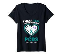 Mujer Me Pongo Verde Azulado para la Conciencia de mi Hija sobre el SOP Camiseta Cuello V