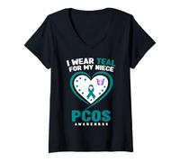 Mujer Me Pongo Verde Azulado para la Conciencia de mi Sobrina sobre el SOP Camiseta Cuello V
