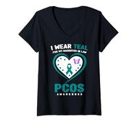 Mujer Me Pongo Verde Azulado para mi nuera Concientización sobre el SOP Camiseta Cuello V
