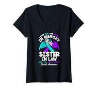 Mujer Me Pongo Verde Azulado y Morado en Memoria de mi cuñada Camiseta Cuello V
