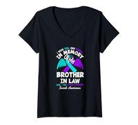 Mujer Me Pongo Verde Azulado y Morado en Memoria de mi cuñado Camiseta Cuello V