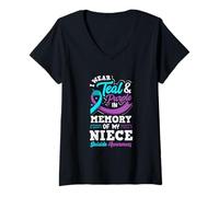 Mujer Me Pongo Verde Azulado y Morado en Memoria de mi Sobrina Camiseta Cuello V