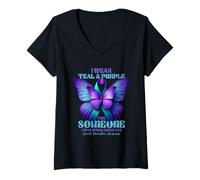 Mujer Me Pongo Verde Azulado y Morado para Alguien Que extraño Todos los días Camiseta Cuello V