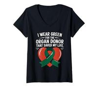 Mujer Me Pongo Verde para el Donante de órganos - Conciencia sobre la donación de órganos Camiseta Cuello V