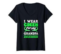 Mujer Me Pongo Verde para el Linfoma no Hodgkin de mi Abuelo Camiseta Cuello V