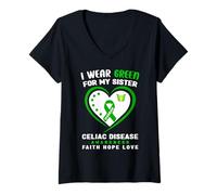 Mujer Me Pongo Verde para mi Hermana Concientización sobre la Enfermedad celíaca Camiseta Cuello V