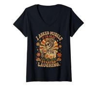 Mujer Me pregunté si Estoy Bien y Ambos empezamos a reírnos Graciosos Camiseta Cuello V