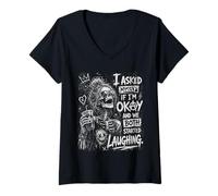 Mujer Me pregunté si Estoy Bien y Ambos empezamos a reírnos Graciosos Camiseta Cuello V