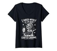 Mujer Me pregunté si Estoy Bien y Ambos empezamos a reírnos Graciosos Camiseta Cuello V