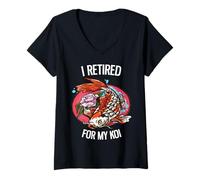 Mujer Me retiré para mi koi Camiseta Cuello V