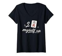 Mujer Me Rompe Mahjong Jugar Mahjong Amantes del Juego Camiseta Cuello V