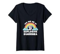 Mujer Me tenías en Diarrea Explosiva Humor Adulto Inapropiado Camiseta Cuello V
