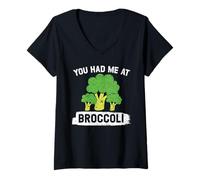 Mujer Me tenías en el brócoli Vegetal Vegano Vegetariano Saludable Camiseta Cuello V