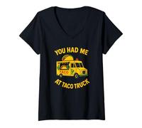Mujer Me tenías en el camión de tacos divertido Foodie Retro Camiseta Cuello V