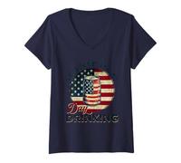 Mujer Me tenías en el día bebiendo 4 de julio Funny Men Women Camiseta Cuello V