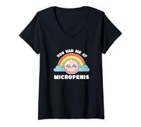 Mujer Me tenías en Micropenis Funny Inappropriate Adult Humor Tee Camiseta Cuello V