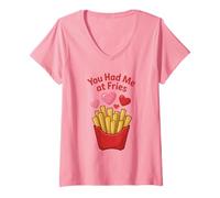 Mujer Me tenías en Papas Fritas románticas Amante de Las Patatas Fritas Divertidas Camiseta Cuello V