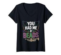 Mujer Me tuviste en beads Normal New Orleans Trip Mardi Gras Camiseta Cuello V