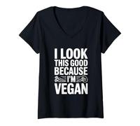 Mujer Me Veo así de Bien Porque Soy Vegano Camiseta Cuello V