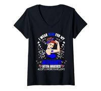 Mujer Me Visto de Azul para el Mes de concientización sobre el Camiseta Cuello V