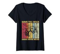 Mujer Meadmaking Save The Bees Bebe más hidromiel Camiseta Cuello V
