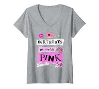 Mujer Mean Girls On Birthdays We Wear Pink Camiseta Cuello V