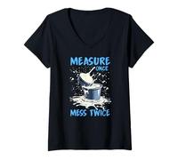 Mujer Measure once mess twice Camiseta Cuello V