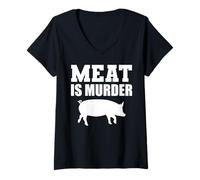 Mujer Meat Is Murder Educador de Salud Vegano Camiseta Cuello V