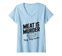 Mujer Meat Is Murder Sabroso Sabroso Asesinato Divertido Vegano Camiseta Cuello V