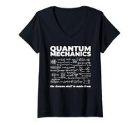 Mujer Mecánica cuántica Las cosas de los sueños están hechas de ciencia Broma Camiseta Cuello V