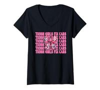 Mujer Mecánico De Coches Chica Garaje Llave Mamá Chicas Rudas Camiseta Cuello V