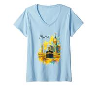 Mujer Mecca Makkah Arabia Saudita Classic Everyday Travel Camiseta Cuello V
