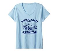 Mujer Meccano Club Modelo Coche Racing Team Retro Camiseta Cuello V