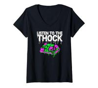 Mujer Mechanical Keyboard Listen To The Thock PC Gamer Camiseta Cuello V