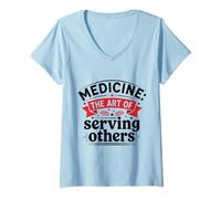 Mujer Medicina El Arte de Servir a los demás Médico Cuidado de la Salud Camiseta Cuello V