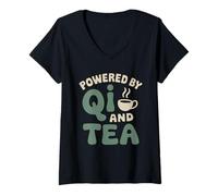 Mujer Medicina Tradicional China Sanación Holística y Equilibrio Qi Camiseta Cuello V
