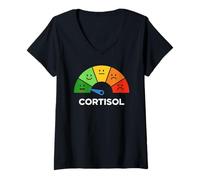 Mujer Medidor de Cortisol Wellness Hormonas Positivo Bajo Nivel Camiseta Cuello V