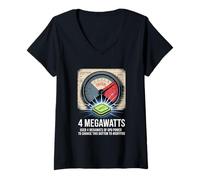 Mujer Medidor de Potencia crítico de la GPU de la IA Divertida 4 megavatios Camiseta Cuello V