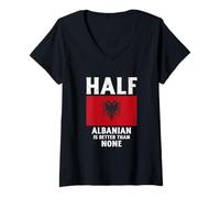 Mujer Medio albanés es Mejor Que Nada Bandera Nacional Albania Camiseta Cuello V