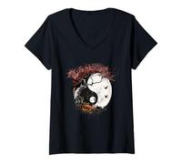 Mujer Meditación Yin Yang Árbol Sakura Budismo Taiji Tai Chi Zen Camiseta Cuello V