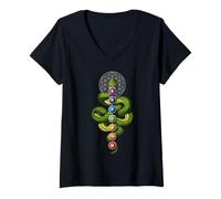 Mujer Meditación Yoga Chakras Meditación Zen Geometría sagrada Camiseta Cuello V
