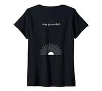 Mujer Meditaciones Esoterismo Amanecer Stay Grounded Yoga Camiseta Cuello V