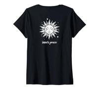 Mujer Meditaciones Esoterismo Sol Cara Interior Paz Yoga Camiseta Cuello V