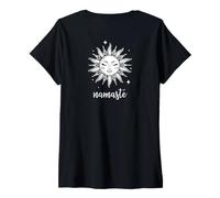 Mujer Meditaciones Esoterismo Sol Cara Namasté Yoga Camiseta Cuello V